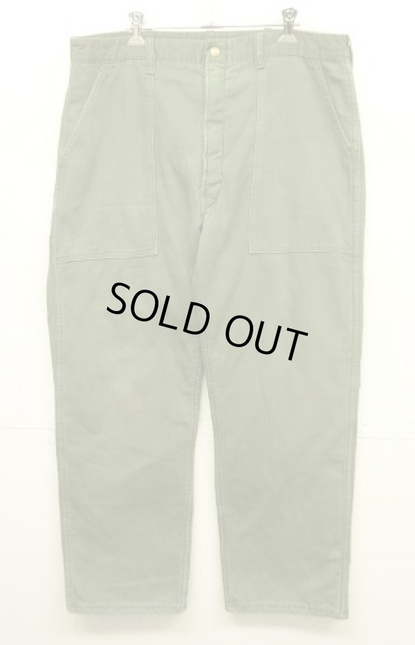 画像1: 60'S BIG SMITH トップスナップボタン 裏地キルティング ペインターパンツ オリーブ SCOVILLジップ (VINTAGE)