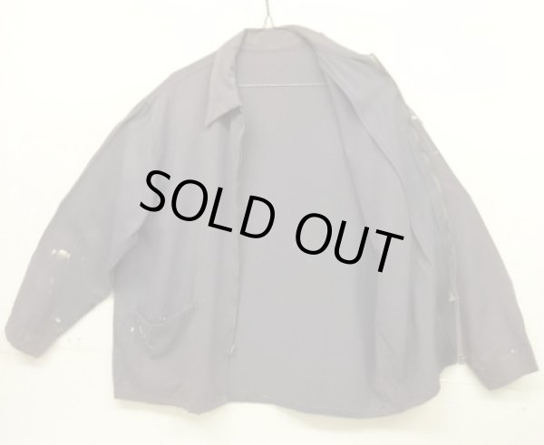 画像3: 50'S UNKNOWN レーヨンギャバジン ドリズラージャケット CROWNジップ ナス紺 (VINTAGE)