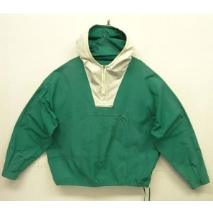 画像: 90'S J.CREW 旧タグ コットン カラーブロック アノラックパーカー ホワイト/グリーン (VINTAGE)