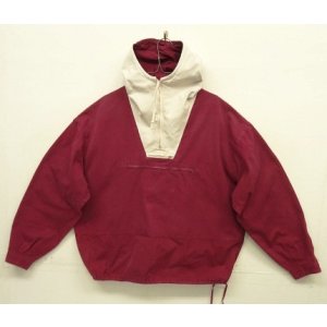 画像: 90'S J.CREW 旧タグ コットン カラーブロック アノラックパーカー ホワイト/バーガンディ (VINTAGE)