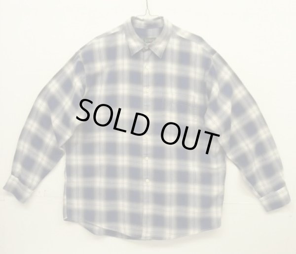 画像1: 90'S J.CREW 旧タグ コットン100% 長袖シャツ オンブレチェック 香港製 (VINTAGE)