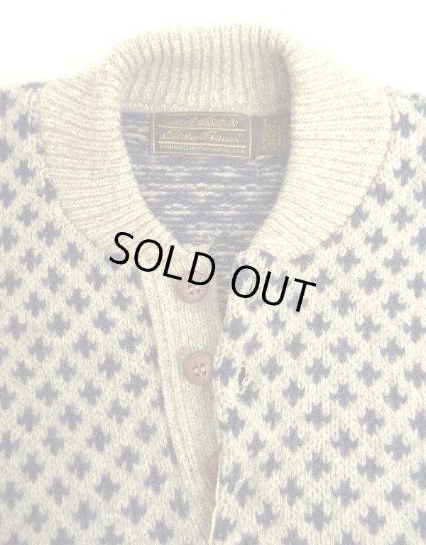 画像3: 80'S EDDIE BAUER 黒タグ ヘンリーネック セーター 総柄 USA製 (VINTAGE)