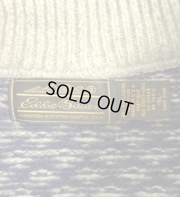 画像2: 80'S EDDIE BAUER 黒タグ ヘンリーネック セーター 総柄 USA製 (VINTAGE)