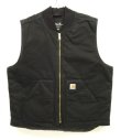 画像1: CARHARTT 裏地キルティング ダックベスト ブラック (USED)