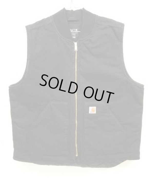 画像1: CARHARTT 裏地キルティング ダックベスト ブラック (USED)