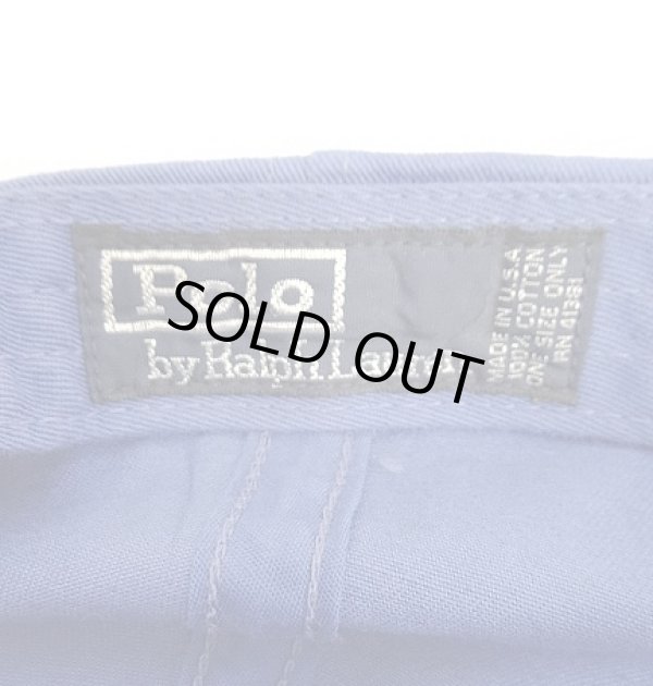 画像6: 90'S RALPH LAUREN ロゴ刺繍 ベースボールキャップ ブルー USA製 (VINTAGE)