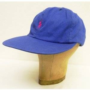 画像: 90'S RALPH LAUREN ロゴ刺繍 ベースボールキャップ ブルー USA製 (VINTAGE)