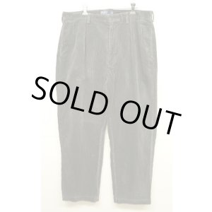 画像: 90'S RALPH LAUREN "ANDREW PANT" ツープリーツ 太畝 コーデュロイパンツ チャコール (VINTAGE)