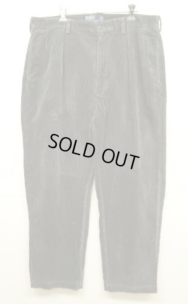 画像1: 90'S RALPH LAUREN "ANDREW PANT" ツープリーツ 太畝 コーデュロイパンツ チャコール (VINTAGE)