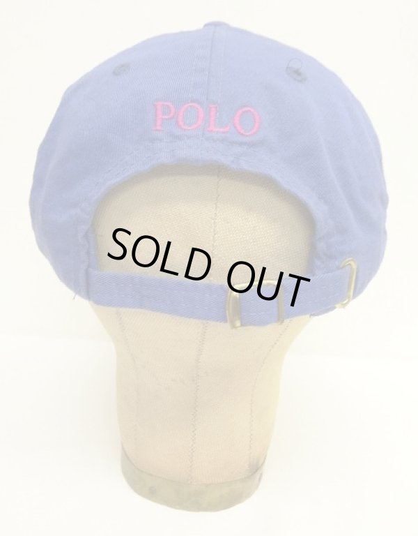画像4: 90'S RALPH LAUREN ロゴ刺繍 ベースボールキャップ ブルー USA製 (VINTAGE)
