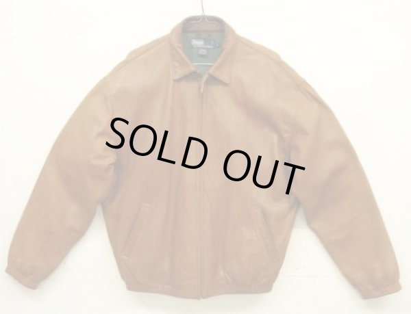 画像1: 90'S RALPH LAUREN 胸ロゴ無し チンスト付き 裏地付き レザー ドリズラージャケット ブラウン (VINTAGE)
