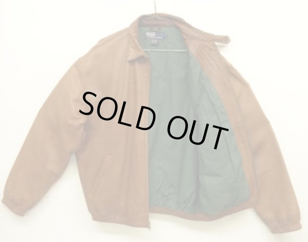 画像4: 90'S RALPH LAUREN 胸ロゴ無し チンスト付き 裏地付き レザー ドリズラージャケット ブラウン (VINTAGE)