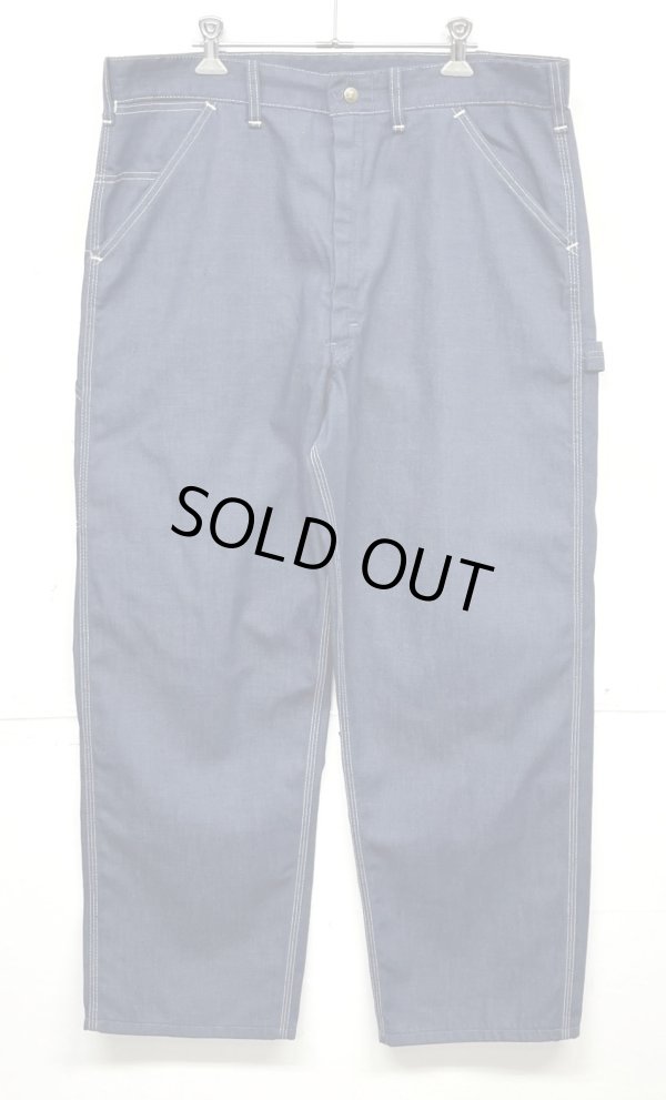 画像1: 70'S SEARS トップスナップボタン バットダイデニム ペインターパンツ SCOVILLジップ インディゴ (VINTAGE)