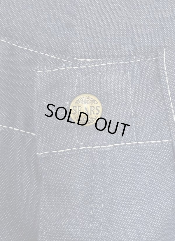 画像2: 70'S SEARS トップスナップボタン バットダイデニム ペインターパンツ SCOVILLジップ インディゴ (VINTAGE)