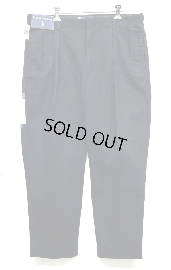 画像1: 90'S RALPH LAUREN ツープリーツ チノパンツ ブラック (DEADSTOCK)