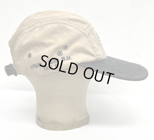 画像4: 90'S RALPH LAUREN レザー/キャンバス ロングビルキャップ ブラック/ベージュ (VINTAGE)