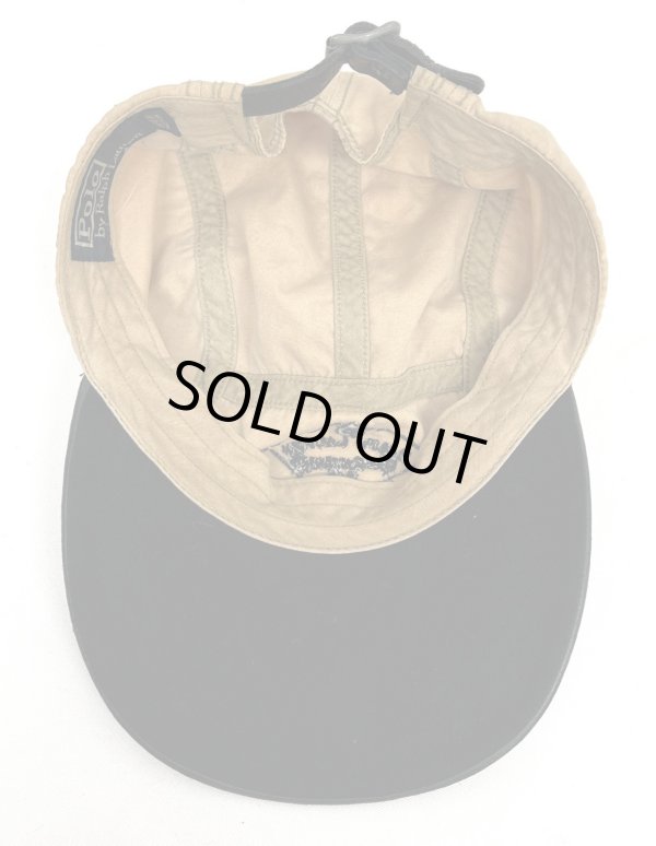 画像6: 90'S RALPH LAUREN レザー/キャンバス ロングビルキャップ ブラック/ベージュ (VINTAGE)