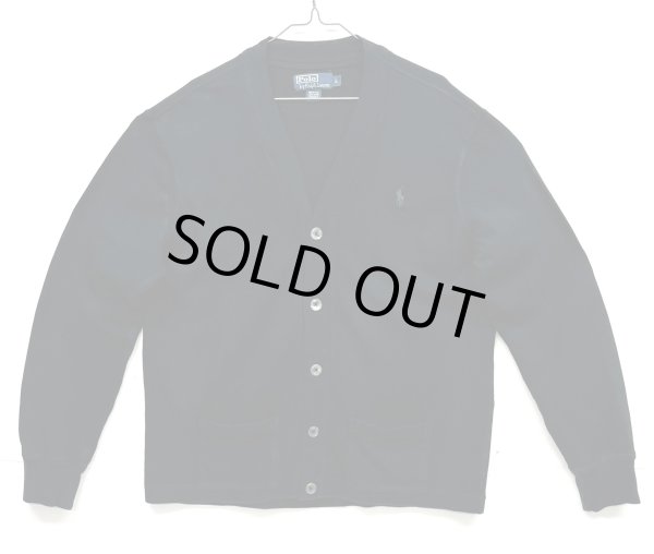 画像1: 90'S RALPH LAUREN コットン カーディガン ブラック (VINTAGE) 