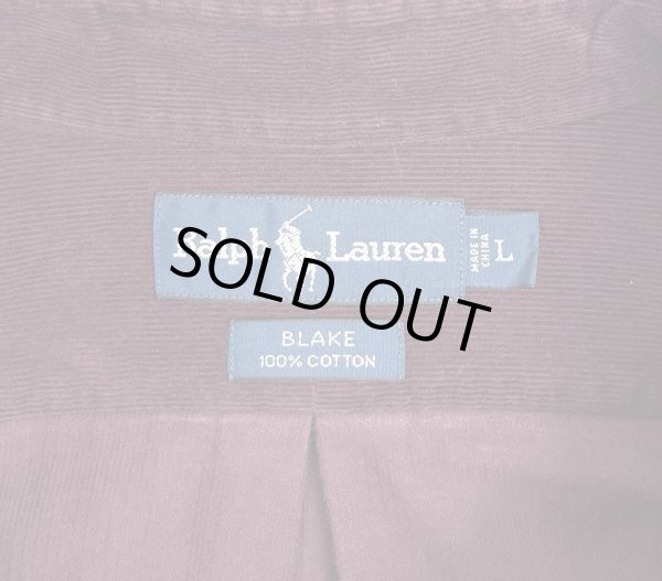 画像2: 90'S RALPH LAUREN "BLAKE" コーデュロイ 長袖 BDシャツ ボルドー (VINTAGE)