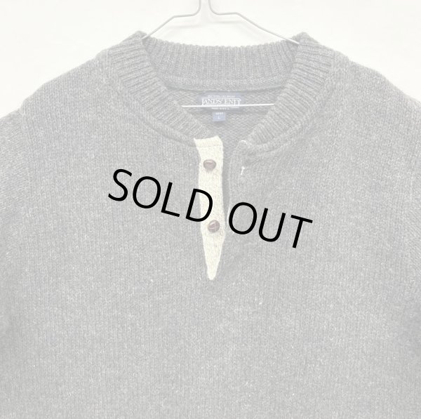 画像3: 90'S LANDS' END ウール ヘンリーネックセーター チャコール USA製 (VINTAGE) 