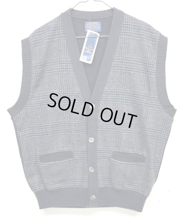 画像1: 80'S PENDLETON ウール ニットベスト グレンチェック/チャコール USA製 (DEADSTOCK) 