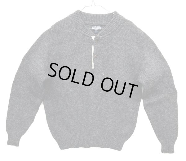 画像1: 90'S LANDS' END ウール ヘンリーネックセーター チャコール USA製 (VINTAGE) 