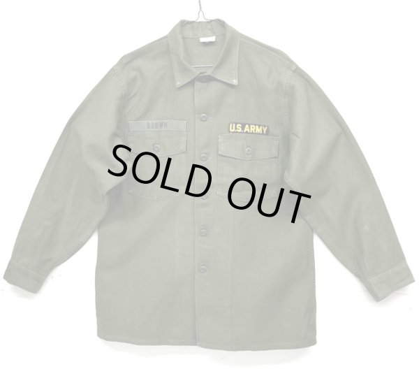画像1: 60'S アメリカ軍 US ARMY OG107 コットンサテン ユーティリティシャツ 16 1/2 x 34 (VINTAGE)