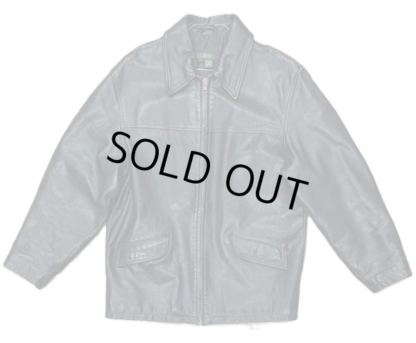 画像1: 90'S J.CREW 旧タグ 裏地キルティング レザー カーコート ブラック (VINTAGE)