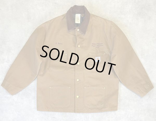 画像1: 90'S CARHARTT "MICHIGAN CHORE COAT" 裏地ブランケット ダックジャケット ブラウン USA製 (VINTAGE)