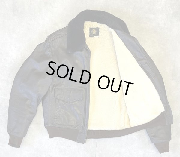 画像3: 70'S GOLDEN BEAR 黒タグ 裏地ムートン G-1 レザー フライトジャケット TALONジップ (VINTAGE)