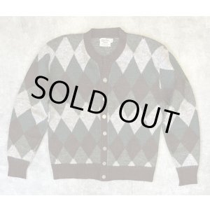 画像: 60'S CAMPUS メタルボタン オーロン ニットカーディガン アーガイル柄 USA製 (VINTAGE) 
