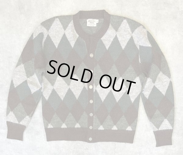 画像1: 60'S CAMPUS メタルボタン オーロン ニットカーディガン アーガイル柄 USA製 (VINTAGE) 