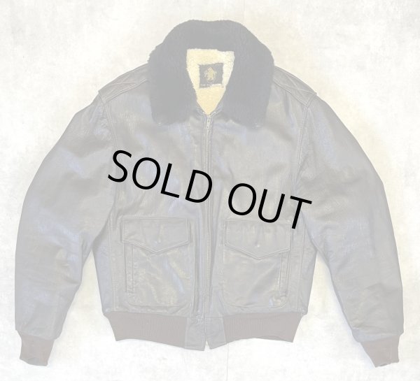 画像1: 70'S GOLDEN BEAR 黒タグ 裏地ムートン G-1 レザー フライトジャケット TALONジップ (VINTAGE)