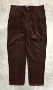 画像1: 90'S RALPH LAUREN "ボックスロゴ" ツープリーツ 太畝コーデュロイパンツ ブラウン (VINTAGE)