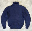 画像1: 90'S RALPH LAUREN "HAND KNIT" タートルネック フィッシャーマンセーター ネイビー (VINTAGE) 