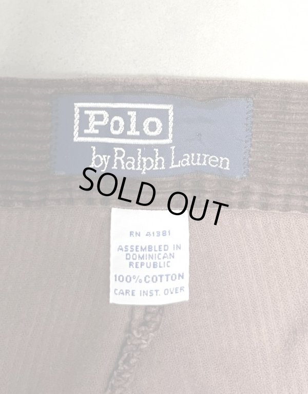 画像2: 90'S RALPH LAUREN "ボックスロゴ" ツープリーツ 太畝コーデュロイパンツ ブラウン (VINTAGE)