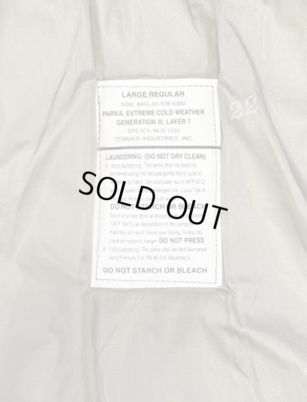 画像2: アメリカ軍 US ARMY ECWCS GENIII LEVEL7 プリマロフトパーカー アーバングレー (DEADSTOCK)