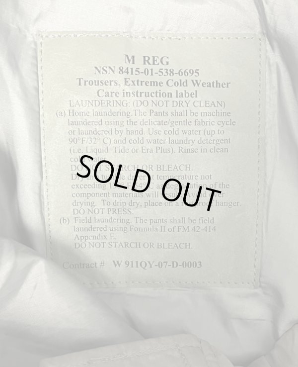画像3: アメリカ軍 US ARMY "WILD THINGS製" ECWCS GENIII LEVEL7 PRIMALOFT パンツ M-R (DEADSTOCK)