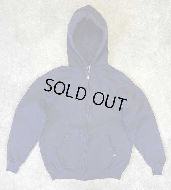 画像1: 90'S RUSSELL ATHLETIC フルジップ スウェットパーカー ネイビー USA製 (VINTAGE)