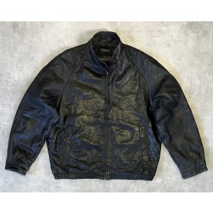画像: 90'S PERRY ELLIS PORTFOLIO ラムスキン 裏地キルティング レザージャケット ブラック (VINTAGE)