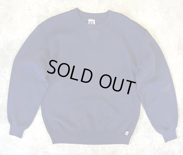 画像1: 90'S RUSSELL ATHLETIC 前Vガゼット付き クルーネック スウェットシャツ ネイビー USA製 (VINTAGE)