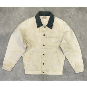 画像: 80'S LL Bean バイカラー デニムジャケット ダークグリーン/ナチュラル USA製 (VINTAGE)