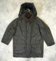 画像1: 90'S BARBOUR 3クレスト "NORTHUMBRIA" 旧タグ 裏地ウール フード付き オイルドジャケット オリーブ イングランド製 (VINTAGE)