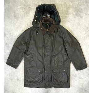 画像: 90'S BARBOUR 3クレスト "NORTHUMBRIA" 旧タグ 裏地ウール フード付き オイルドジャケット オリーブ イングランド製 (VINTAGE)