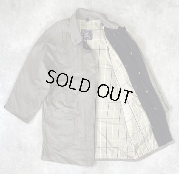 画像4: 80'S BURBERRYS コットン/ウール 裏地チェック バルマカーンコート カーキ/ネイビー イングランド製 (VINTAGE)