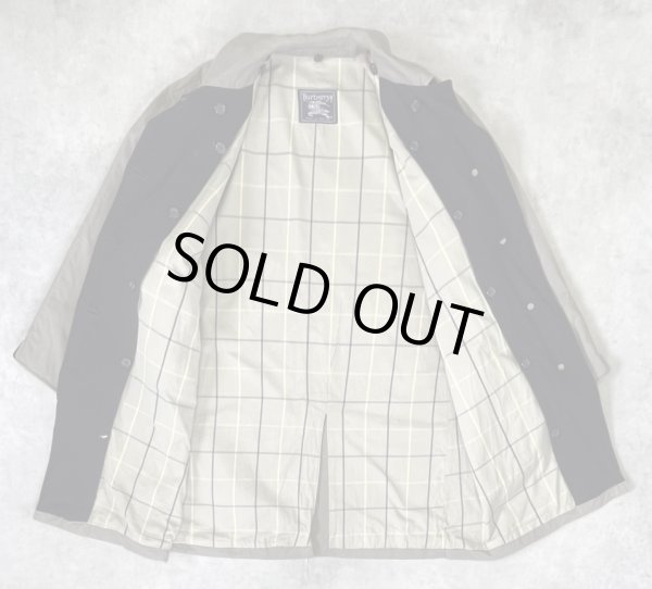 画像5: 80'S BURBERRYS コットン/ウール 裏地チェック バルマカーンコート カーキ/ネイビー イングランド製 (VINTAGE)