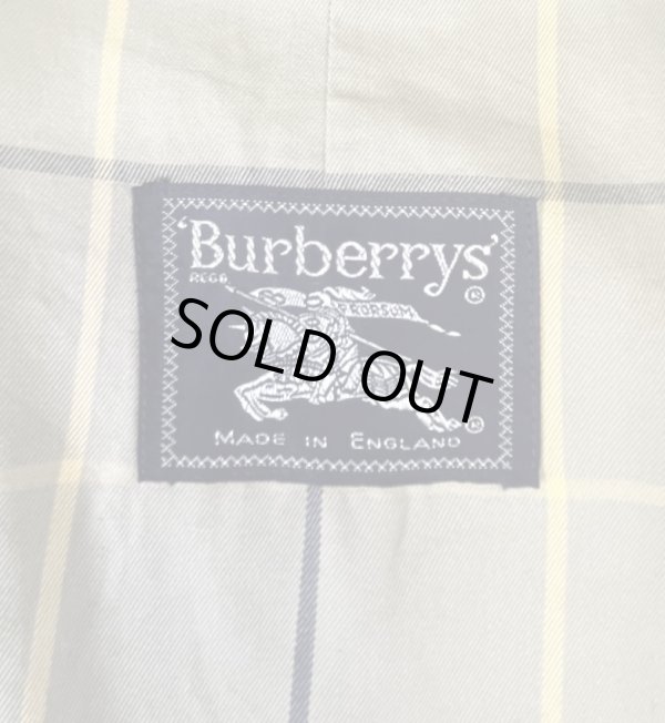 画像2: 80'S BURBERRYS コットン/ウール 裏地チェック バルマカーンコート カーキ/ネイビー イングランド製 (VINTAGE)