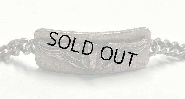 画像2: 40'S アメリカ軍 US ARMY AIR FORCE パイロットウイング スターリングシルバー ミリタリー IDプレート チェーンブレスレット シルバー (VINTAGE)