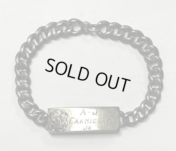 画像1: 40〜50'S アメリカ軍 US ARMY スターリングシルバー ミリタリー IDプレート チェーンブレスレット シルバー (VINTAGE)