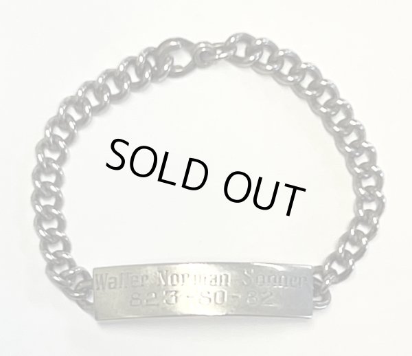 画像1: 60'S アメリカ軍 スターリングシルバー ミリタリー IDプレート チェーンブレスレット シルバー (VINTAGE)